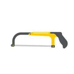 Hand tools vector. Saw with a zigzag blade for cutting wood.