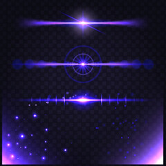 Set of realistic light glare