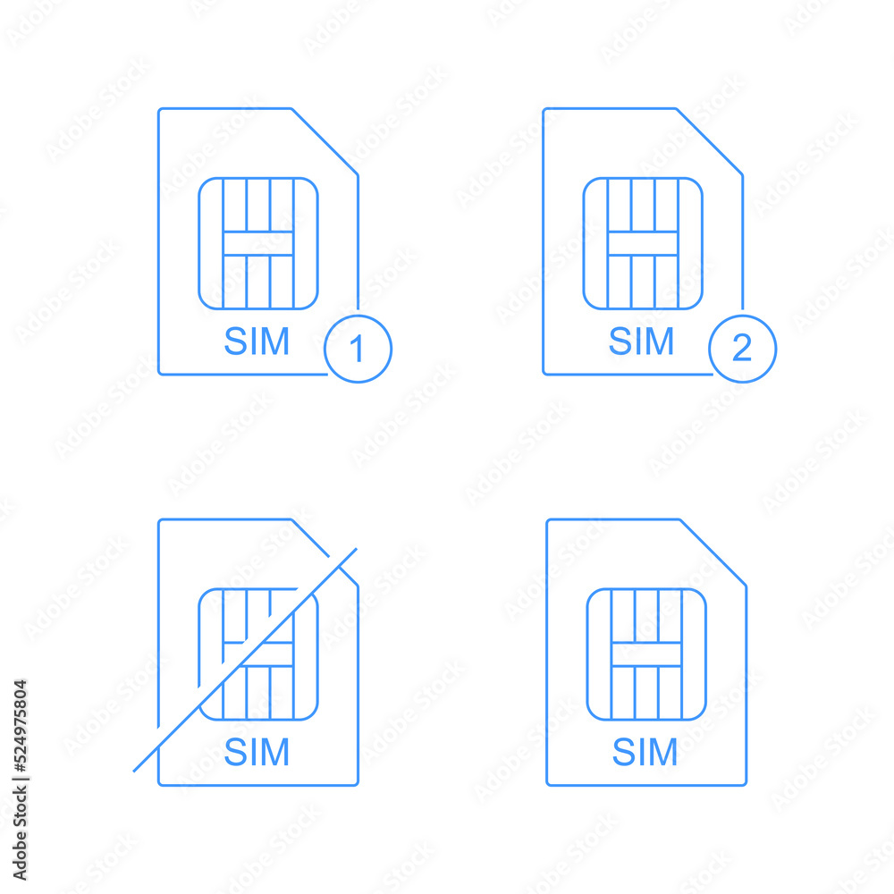 Poster outlined vector icon of sim card notification. suitable for dual sim card symbol, cellular communica
