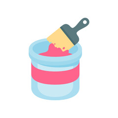 A set of brush heads and paint buckets for creating art from the artist's creativity.