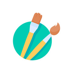 A set of brush heads and paint buckets for creating art from the artist's creativity.