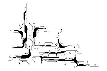 Vector circuit board frame and log security communication concept for technology background