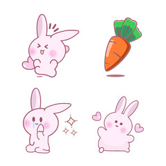 illustration vector graphic of bunny Cute Kawaii Isolated objects vector children book illustration Editorial perfect for toys