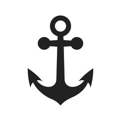 Anchor black icon, isolated object on white background
