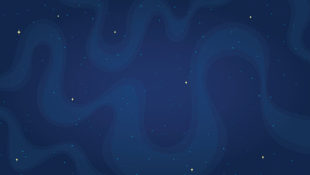 Abstract deep space background vector illustration. Comic style starry deep space wallpaper on horizontal blue color background for astrology graphic concept or futuristic children space game.
