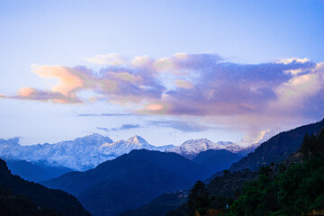 mountains in the morning