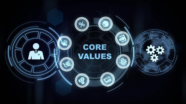 Business, Technology, Internet and network concept. Core values responsibility ethics goals company concept.