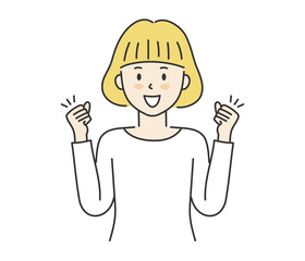 A very happy woman who has won and raised his arms