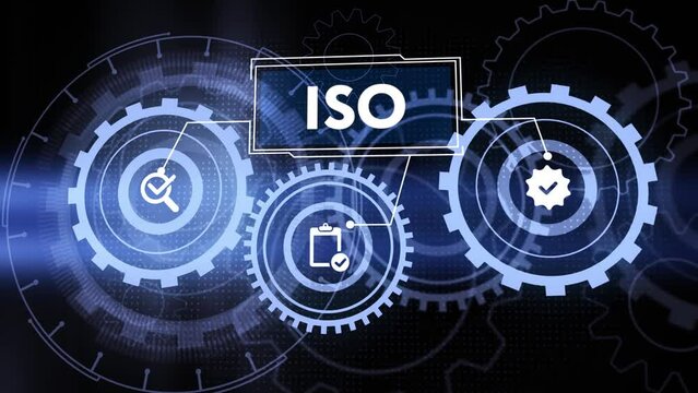 ISO Standard certification standardization quality control concept on screen.