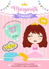 Birthday invitation with little princess