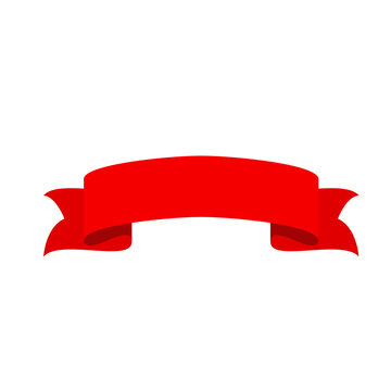 Vector red ribbon banner set. Flat red ribbon for promotion, discount label in product sales.
