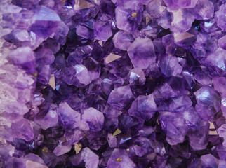 Close-up of a large purple amethyst crystal cluster.Purple Crystal. Purple rough amethyst, quartz...