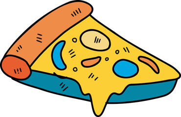 pizza doodle illustration on transparent background