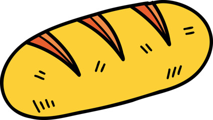 bread doodle illustration on transparent background