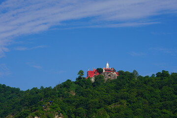 Fototapeta na wymiar beautiful image of mansa devi temple on top of hill.