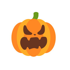 Yellow pumpkin vector for carving scary ghost faces for Halloween.