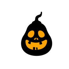 Yellow pumpkin vector for carving scary ghost faces for Halloween.