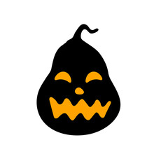 Yellow pumpkin vector for carving scary ghost faces for Halloween.