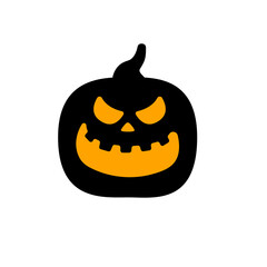 Yellow pumpkin vector for carving scary ghost faces for Halloween.