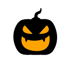Yellow pumpkin vector for carving scary ghost faces for Halloween.