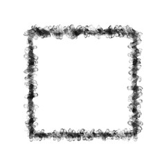Black square frame element with line border png.