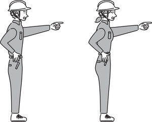 現場管理者　指差し呼称　白黒
