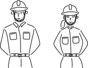 現場管理者　上半身　線画
