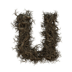 3d rendering of tree branch alphabet	
