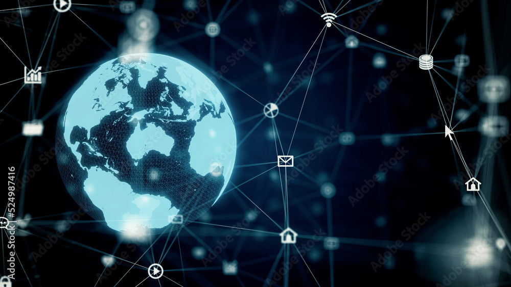 Aufkleber global communication network concept. digital transformation.