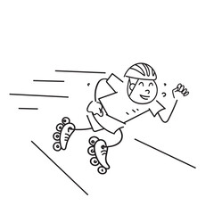 hand drawn doodle speed inline skate illustration vector