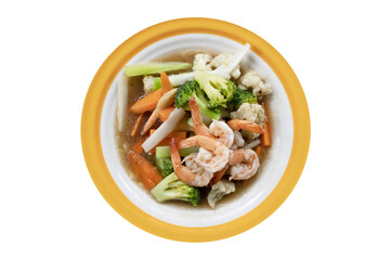 stir-fried  shrimp with mixed vegetables