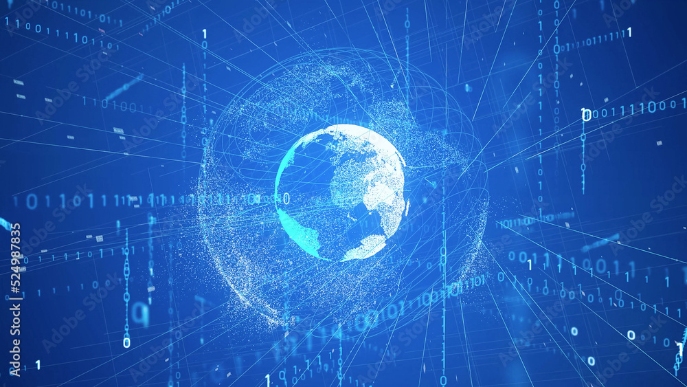 Poster Global communication network concept. Digital transformation.