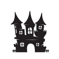 Ghost house vector. ghost castle silhouette for decorating Halloween cards