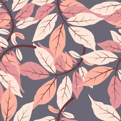 Elegant seamless pattern with colorful autumn leaves. Trendy fall foliage texture. Vector creative design for fabric, print, cover, banner