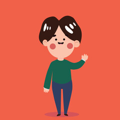 Children's story character waving.