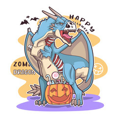 Naklejka premium zombie dragon vector illustration design