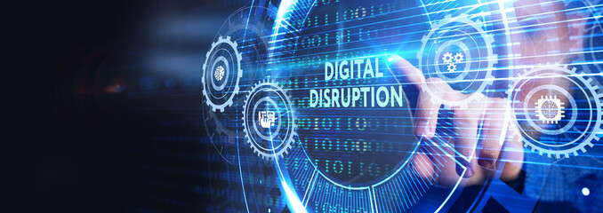 Digital disruption transformation innovation technology business internet concept.