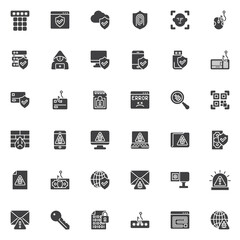 Cyber security vector icons set