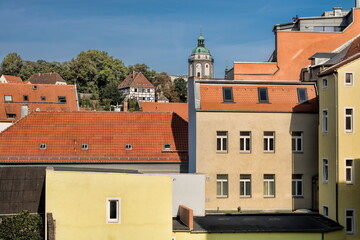 meißen, deutschland - stadtbild mit turm der frauenkirche