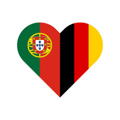 Obraz premium unity concept. heart shape icon of portugal and germany flags. vector illustration isolated on white background