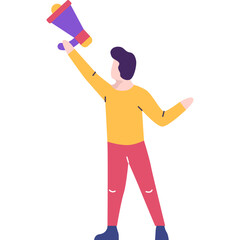 Man with megaphone work on brand promotion icon