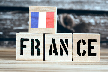 Flagge von Frankreich und Wort France