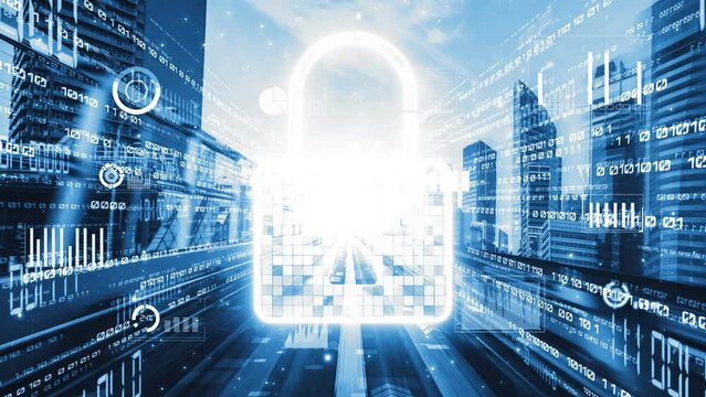 Cyber security and online data protection with tacit secured encryption software . Concept of smart digital transformation and technology disruption that changes global trends in new information era .