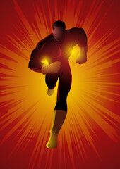 Superhero running against splash light