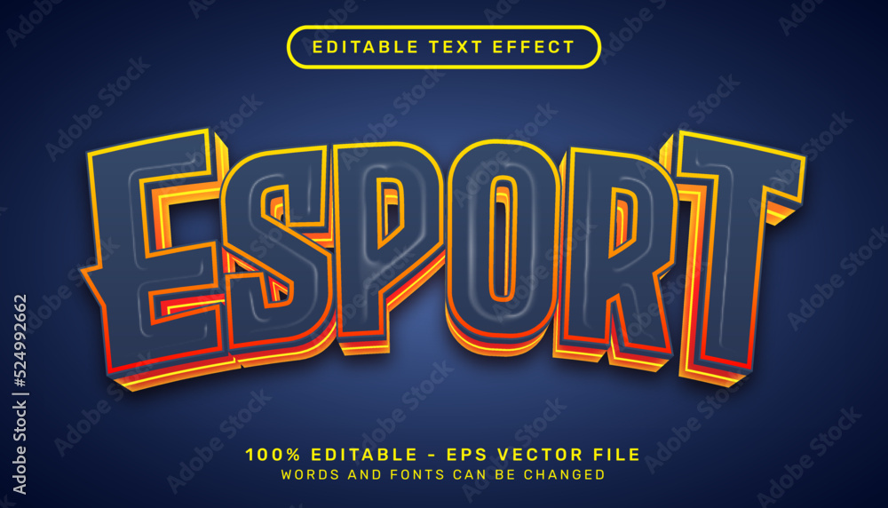 Poster esport light color 3d text effect and editable text effect