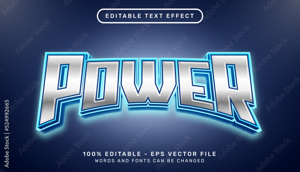 Poster power light color 3d text effect and editable text effect
