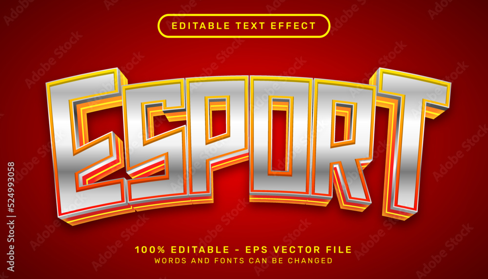 Poster esport light color 3d text effect and editable text effect