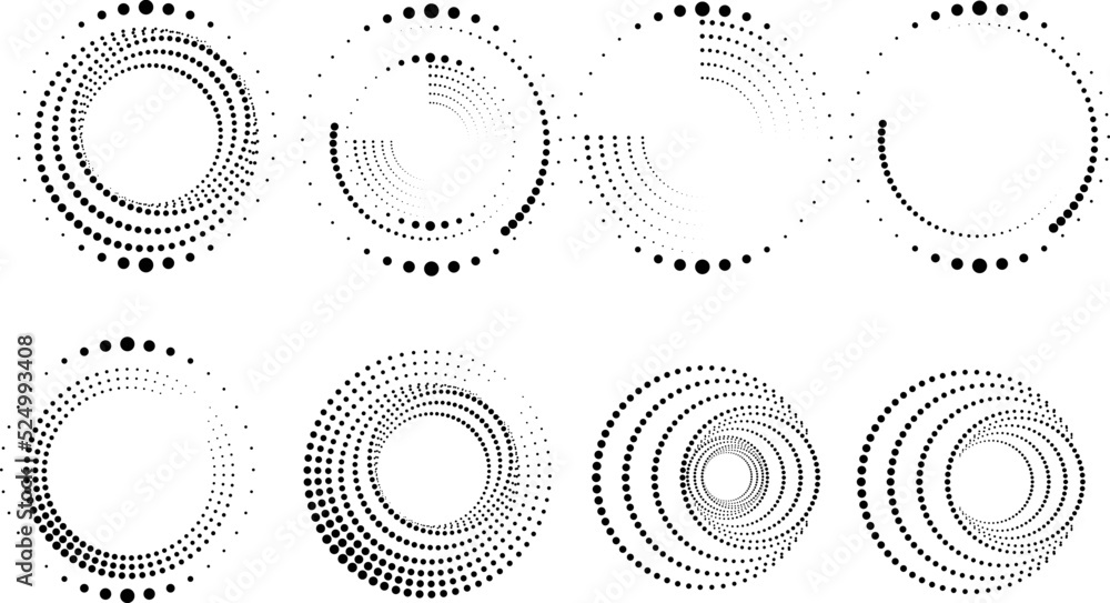 Poster halftone dots in circle form. round logo . vector dotted frame . design element