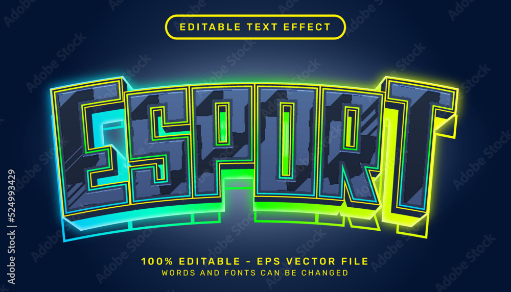 Poster sport light color 3d text effect and editable text effect