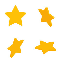 Isometric stars set. 3d yellow stars collection vector illustration.